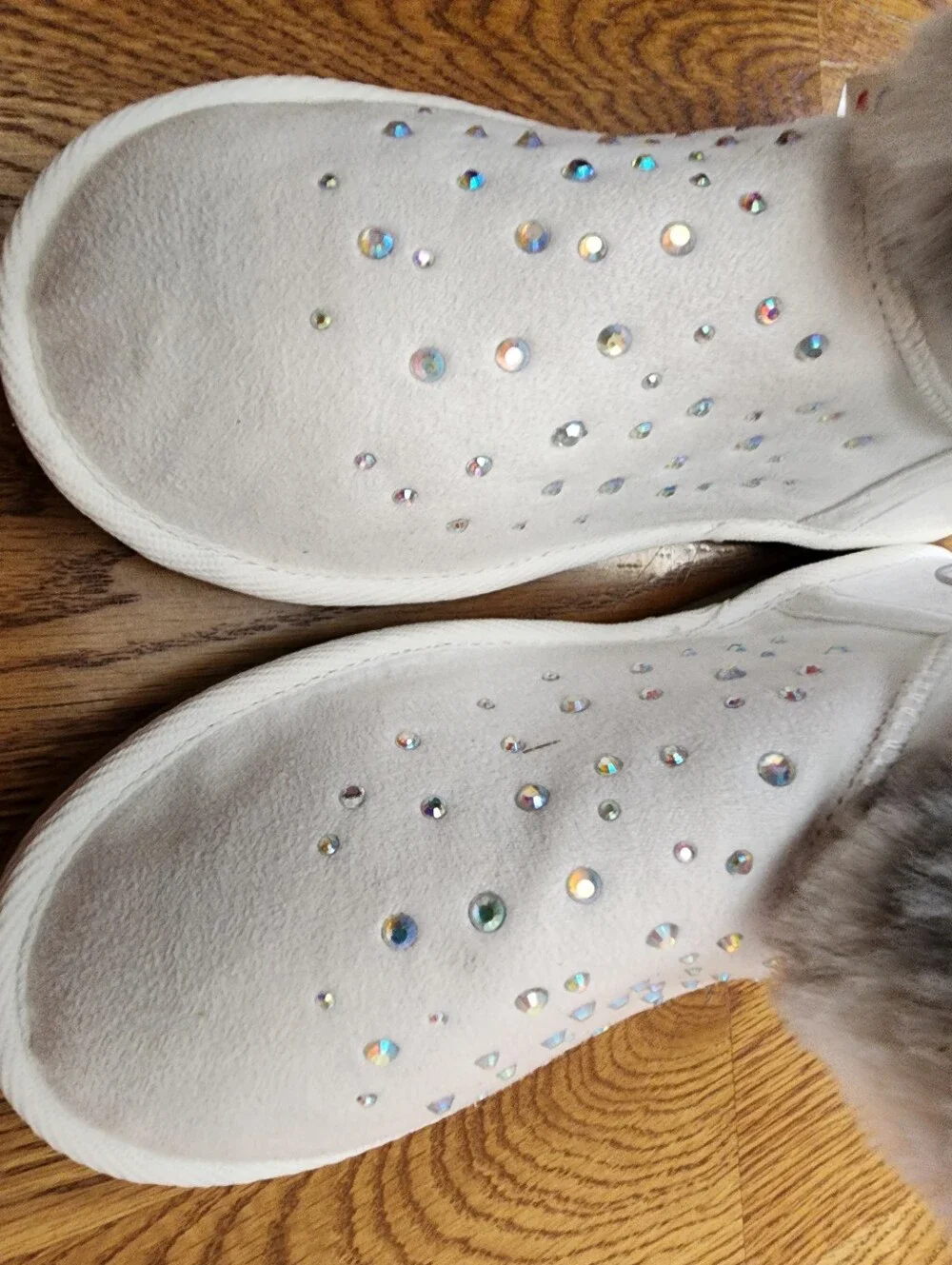 NWT Deadstock Justice Girls Rhinestone Faux Fur Winter Boots White Size Girl's 2